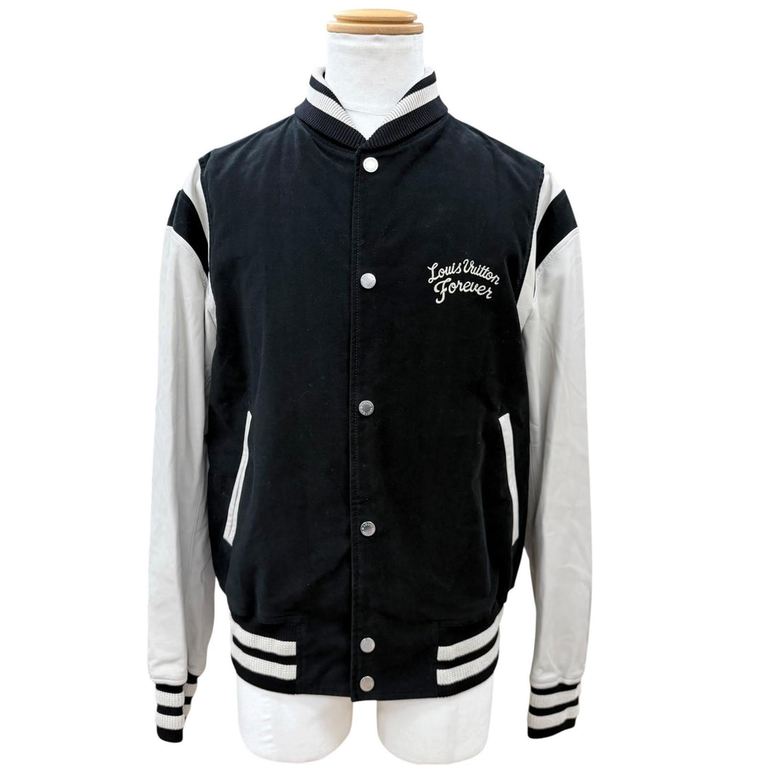 Excellent LOUIS VUITTON Stajan Leather Varsity Jacket Blouson Mouton mens 50