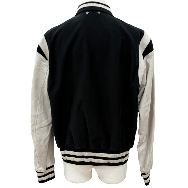 Excellent LOUIS VUITTON Stajan Leather Varsity Jacket Blouson Mouton mens 50