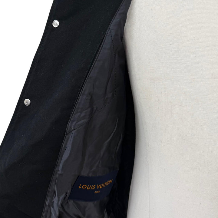 Excellent LOUIS VUITTON Stajan Leather Varsity Jacket Blouson Mouton mens 50