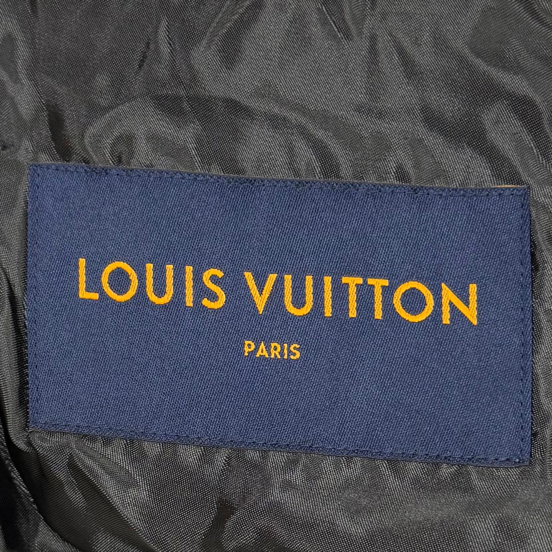 Excellent LOUIS VUITTON Stajan Leather Varsity Jacket Blouson Mouton mens 50