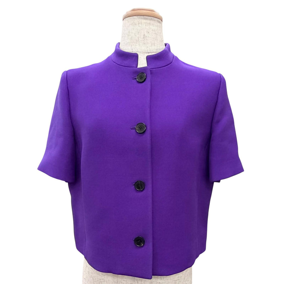 Excellent Christian Dior Jacket Stand collar, short sleeves, short purple 40