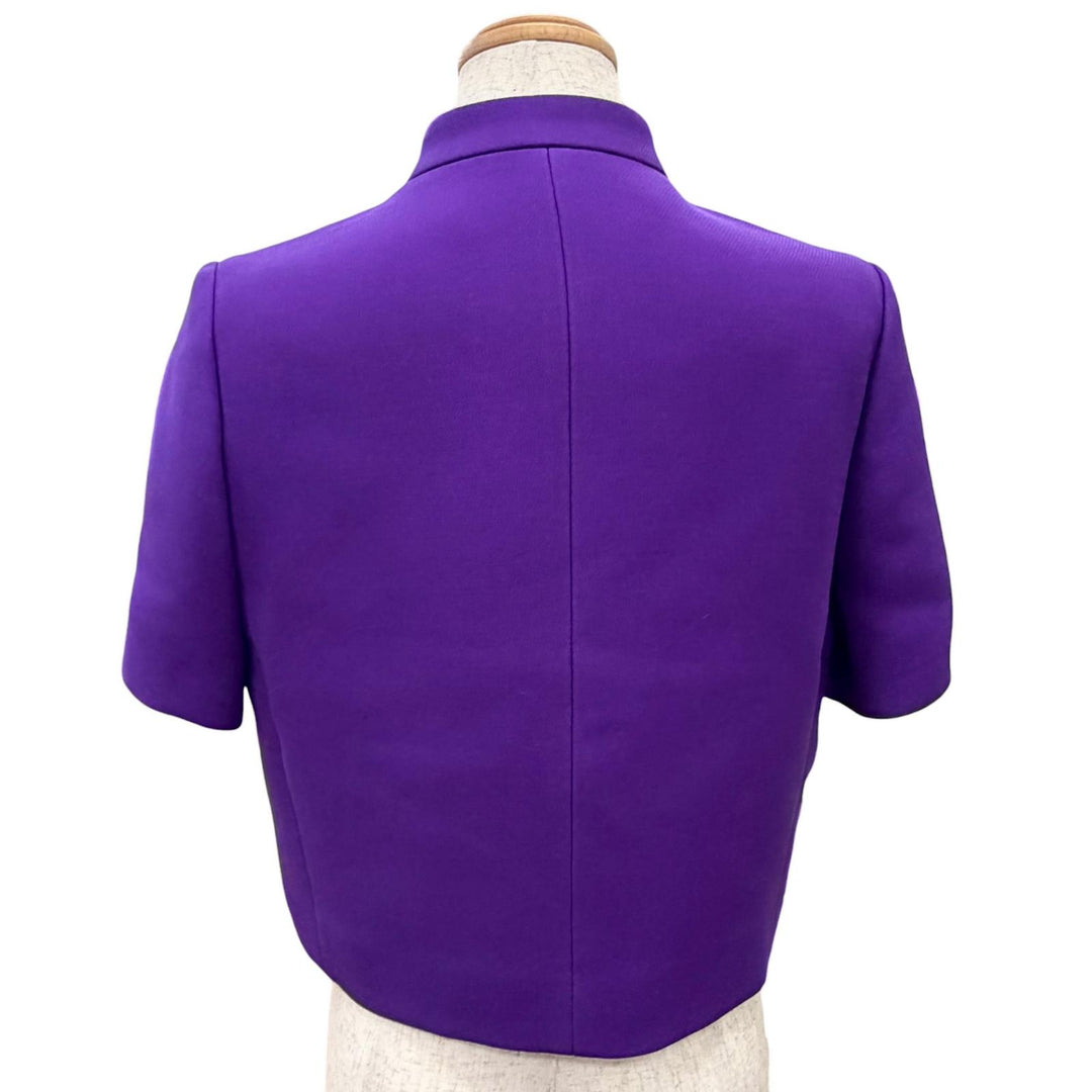 Excellent Christian Dior Jacket Stand collar, short sleeves, short purple 40