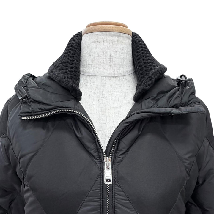 Excellent PRADA down coat Belted diamond quilted black 38 291119 S162 774