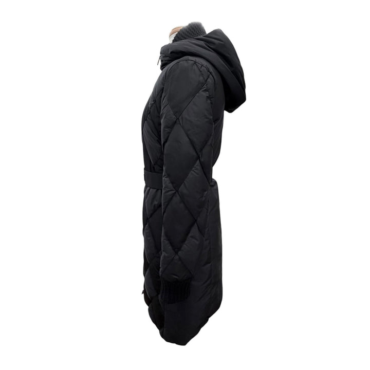 Excellent PRADA down coat Belted diamond quilted black 38 291119 S162 774