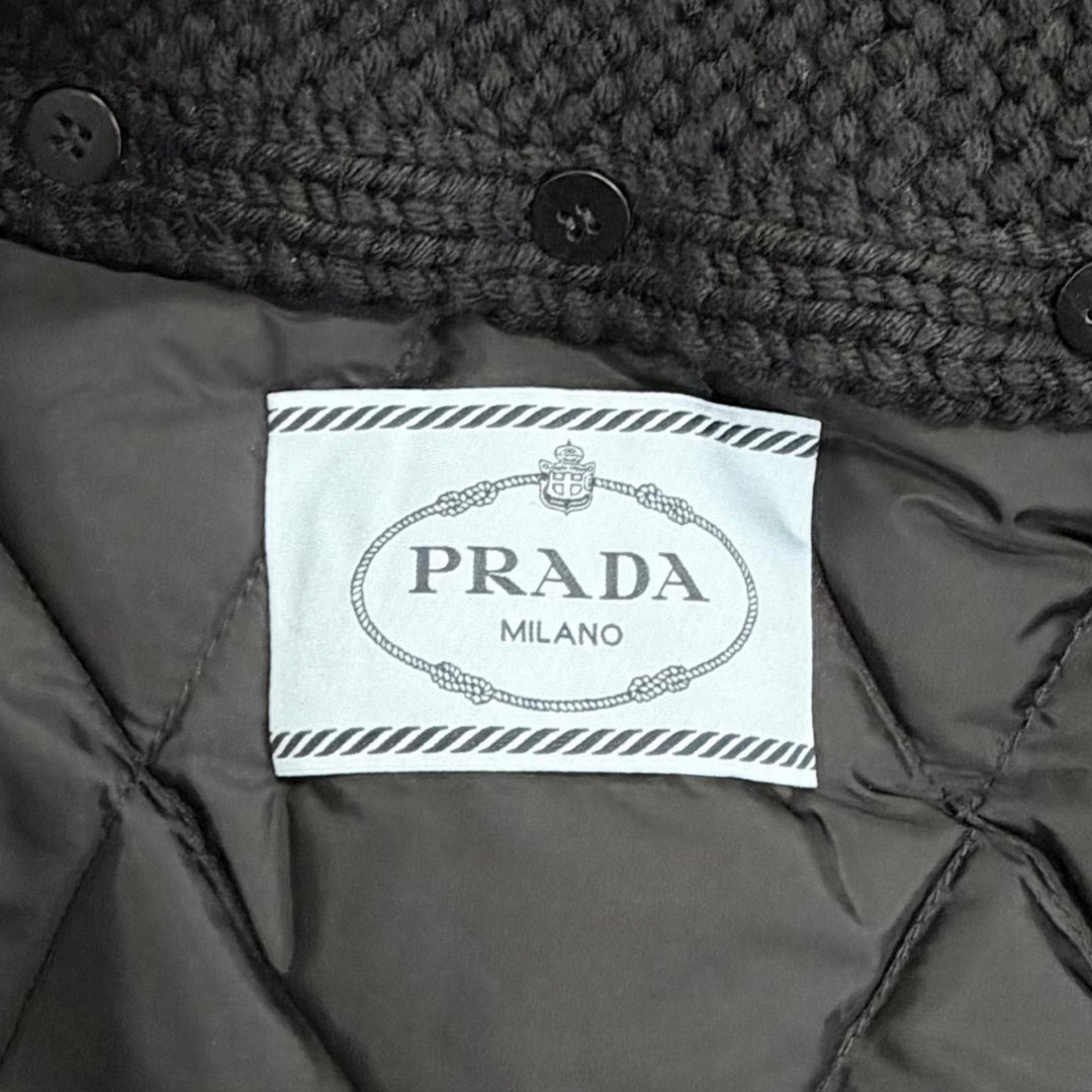 Excellent PRADA down coat Belted diamond quilted black 38 291119 S162 774