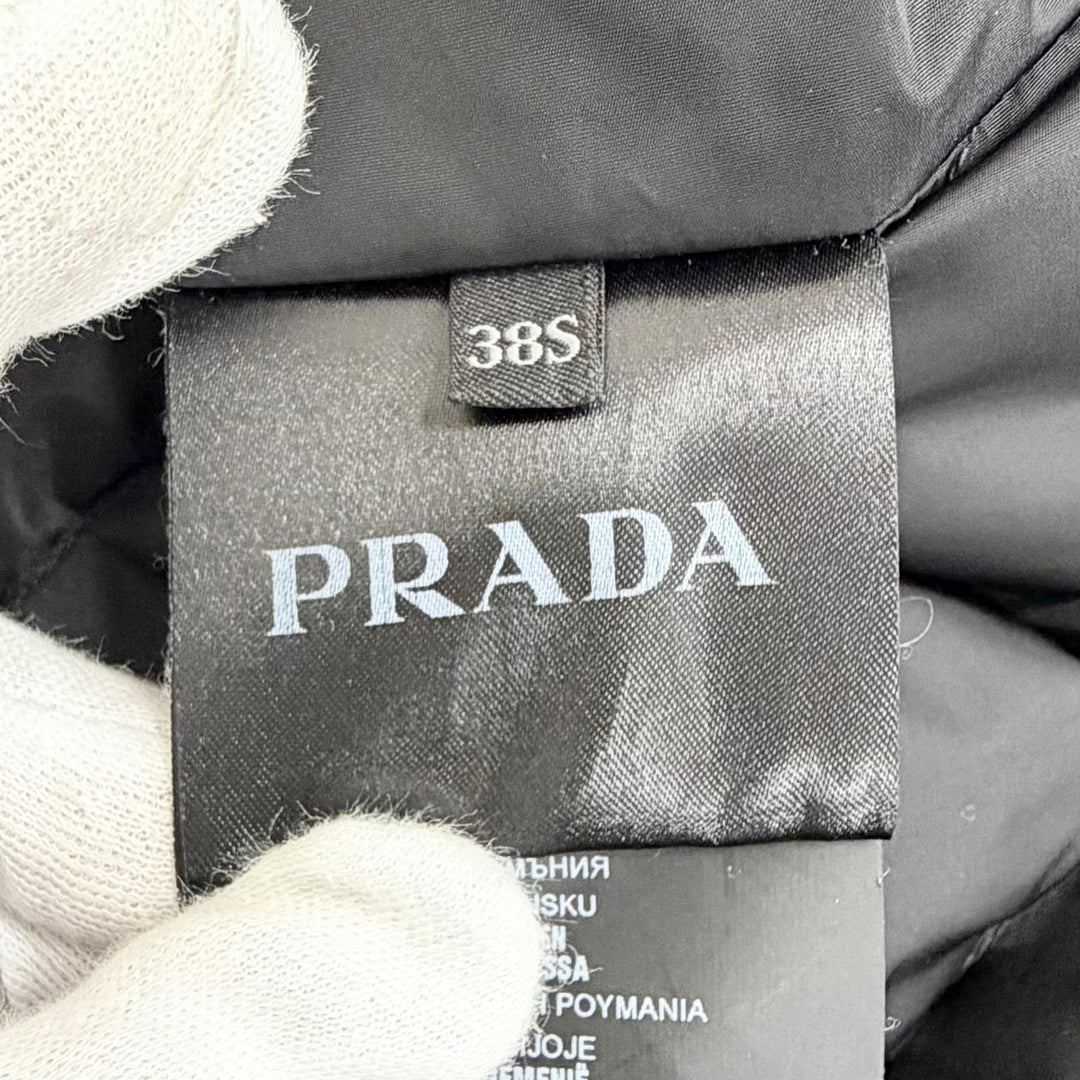 Excellent PRADA down coat Belted diamond quilted black 38 291119 S162 774