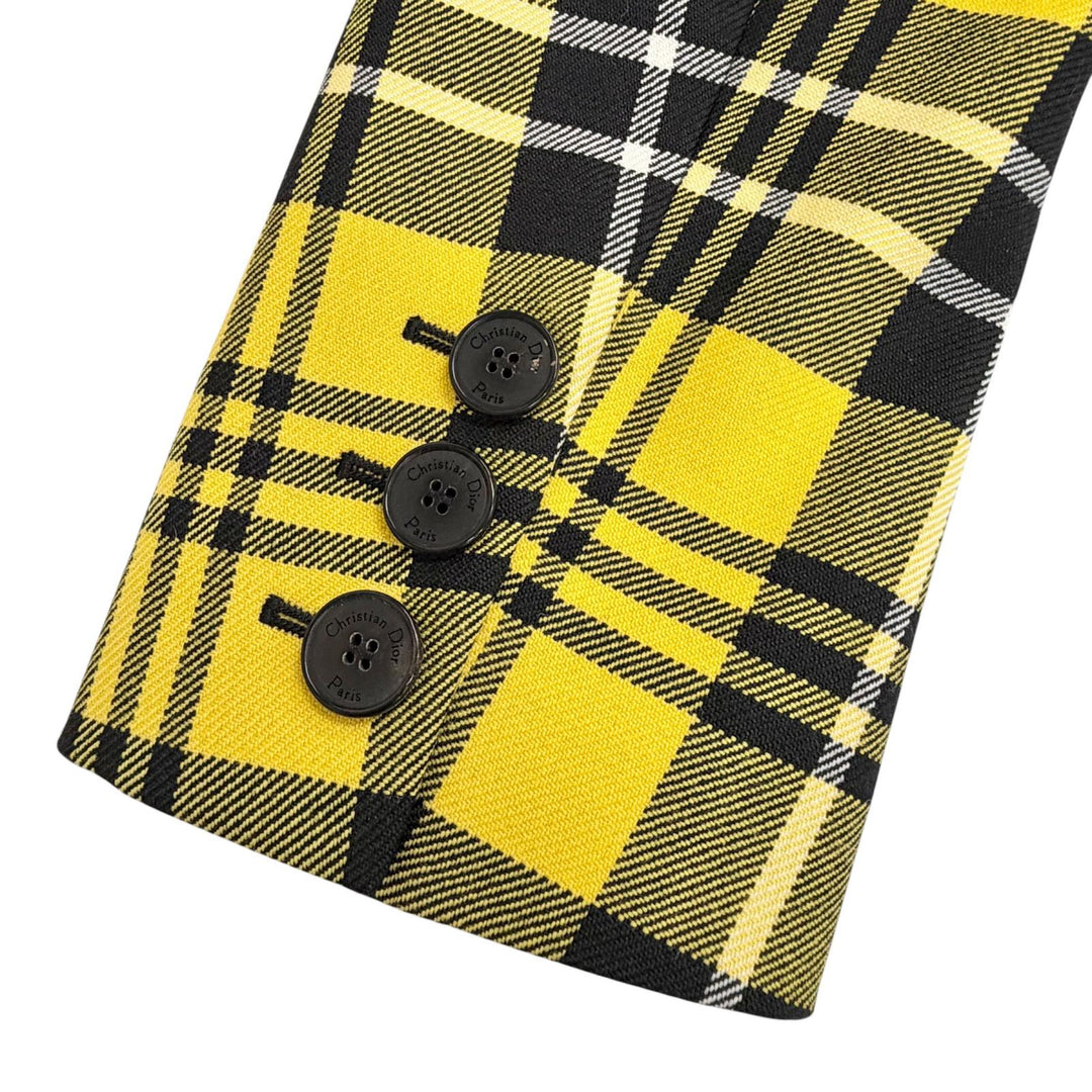 Pristine Christian Dior Jacket Check Pattern Logo Button 38 241V06A1065