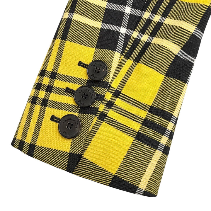 Pristine Christian Dior Jacket Check Pattern Logo Button 38 241V06A1065