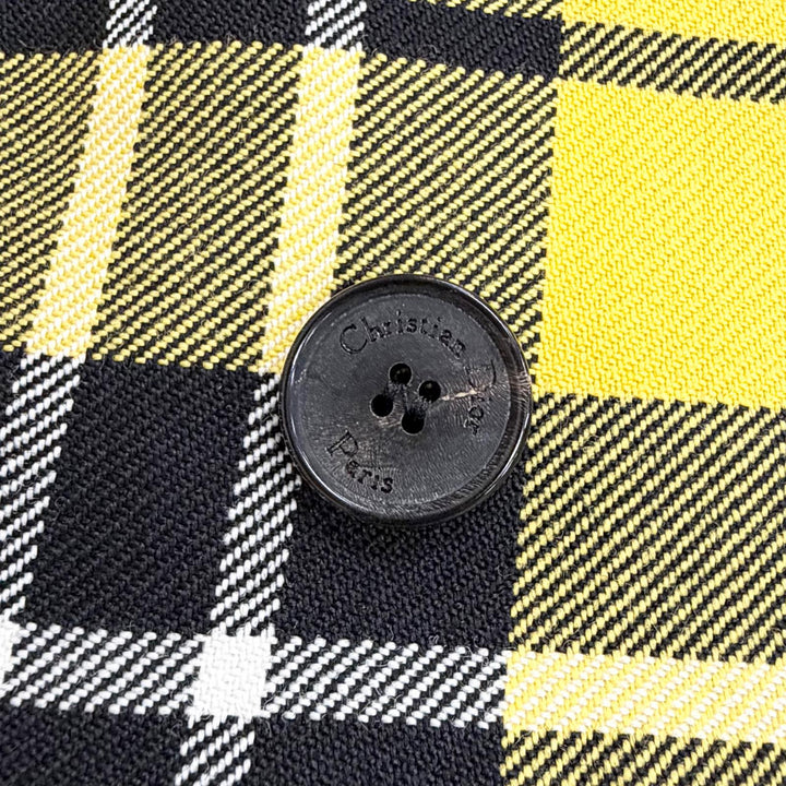 Pristine Christian Dior Jacket Check Pattern Logo Button 38 241V06A1065
