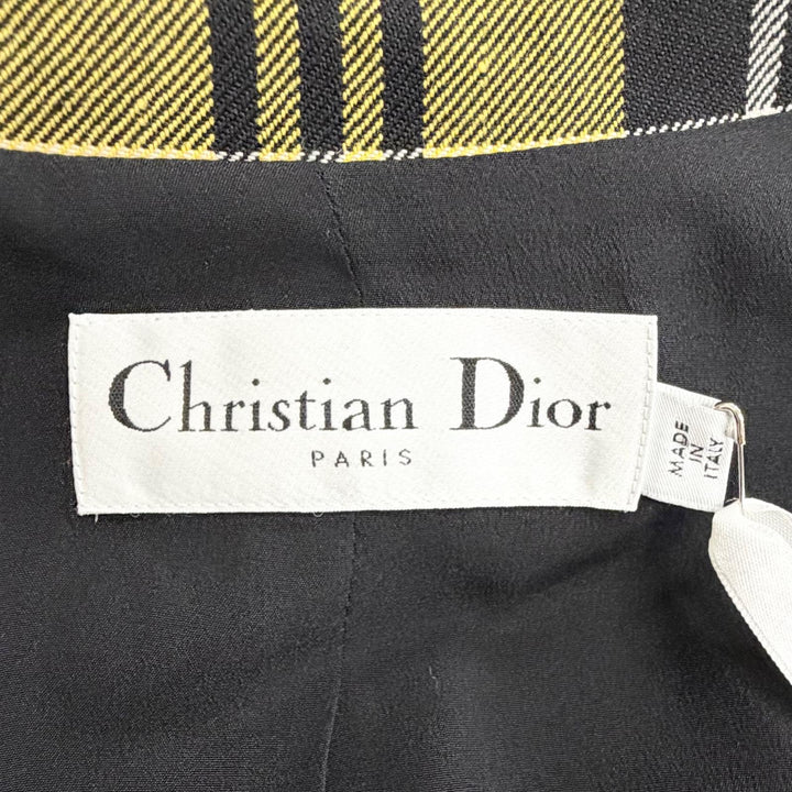 Pristine Christian Dior Jacket Check Pattern Logo Button 38 241V06A1065
