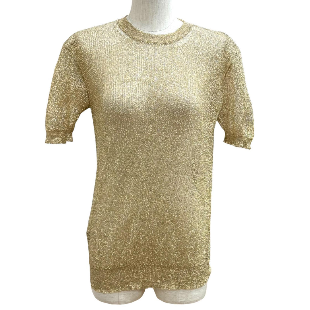 Excellent PRADA Short sleeve knit gold polyamide Women 38 P24T1R S231 116F