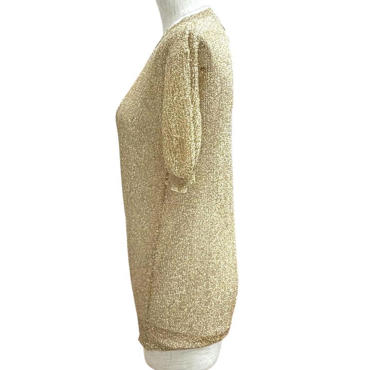 Excellent PRADA Short sleeve knit gold polyamide Women 38 P24T1R S231 116F