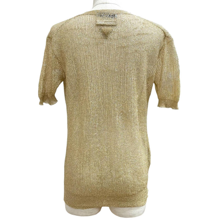 Excellent PRADA Short sleeve knit gold polyamide Women 38 P24T1R S231 116F