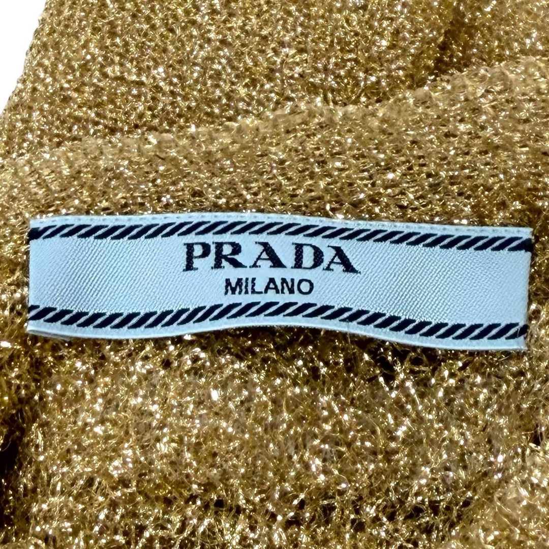 Excellent PRADA Short sleeve knit gold polyamide Women 38 P24T1R S231 116F