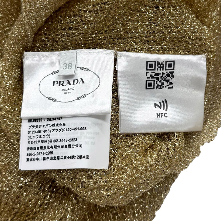 Excellent PRADA Short sleeve knit gold polyamide Women 38 P24T1R S231 116F