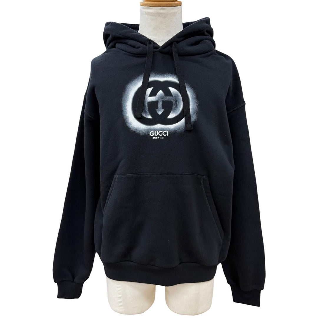 Excellent GUCCI hoodie black cotton mens XS 770839 XJF65