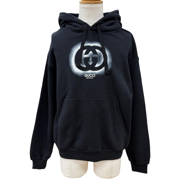 Excellent GUCCI hoodie black cotton mens XS 770839 XJF65