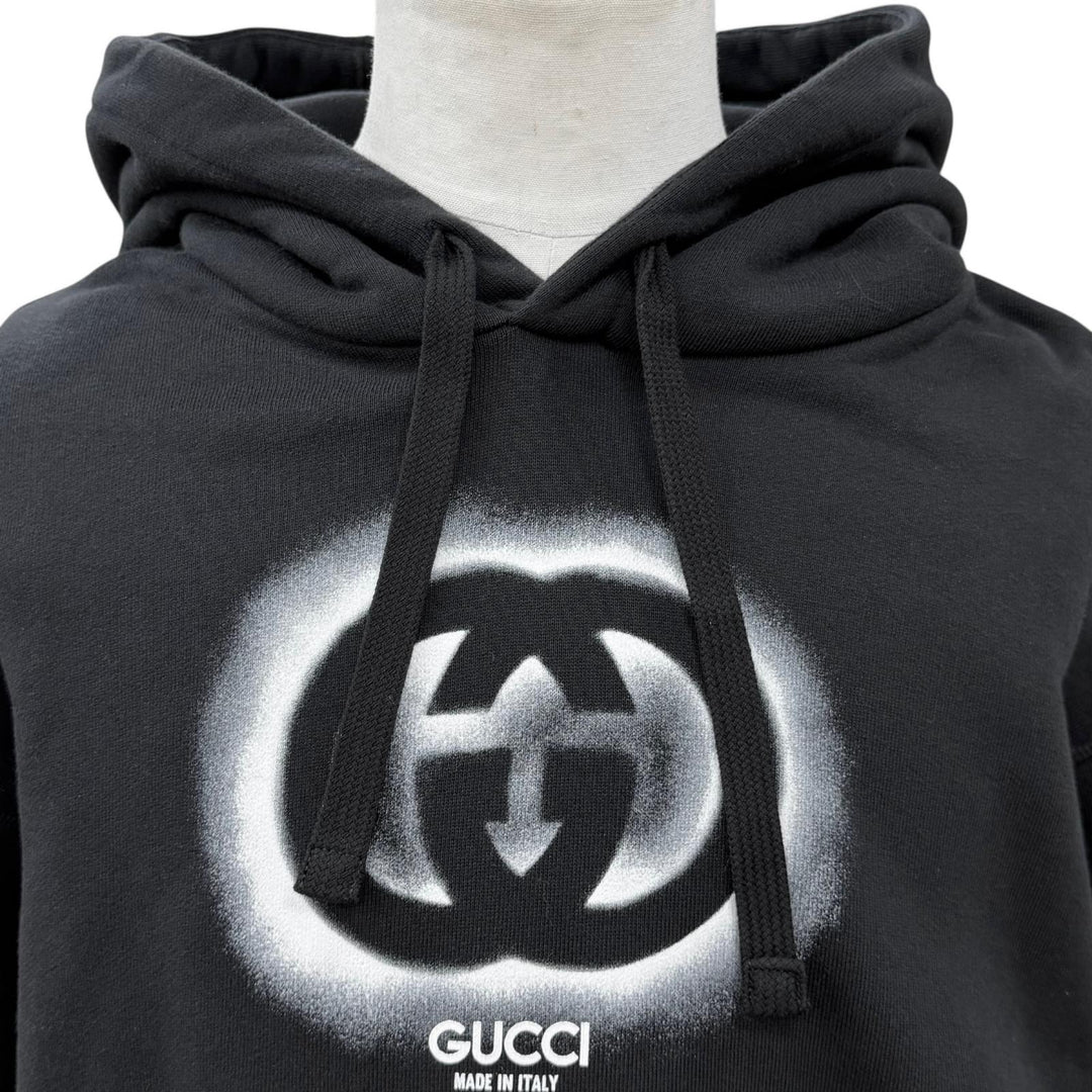 Excellent GUCCI hoodie black cotton mens XS 770839 XJF65