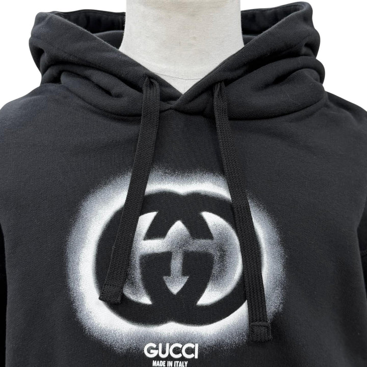Excellent GUCCI hoodie black cotton mens XS 770839 XJF65