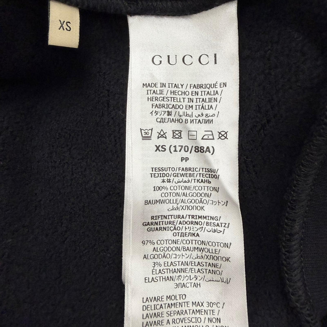 Excellent GUCCI hoodie black cotton mens XS 770839 XJF65
