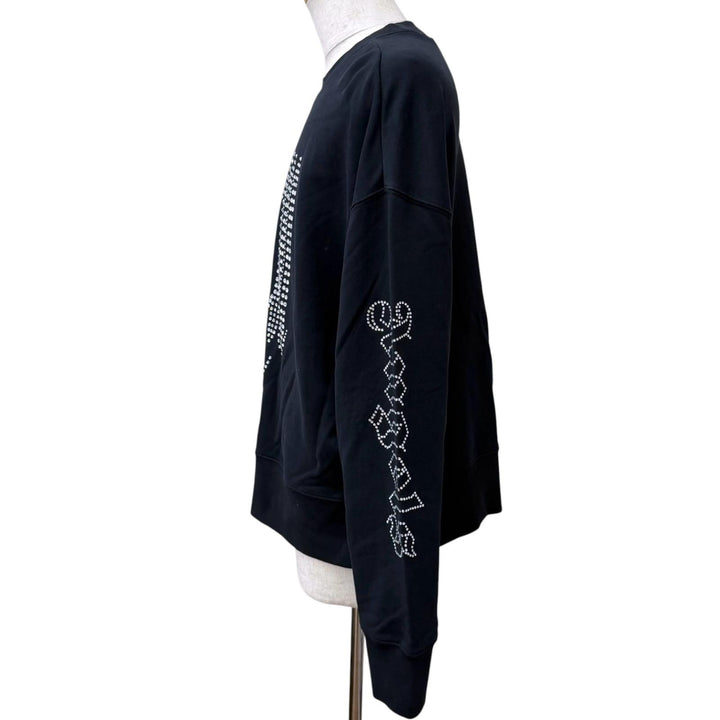 Discounted Great PALM ANGELS sweat Gothic Studded Crew Neck Studded Logo Oversized Navy