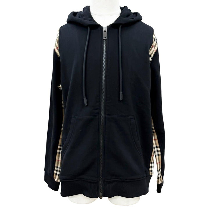 Pristine BURBERRY hoodie black cotton mens M 8034510