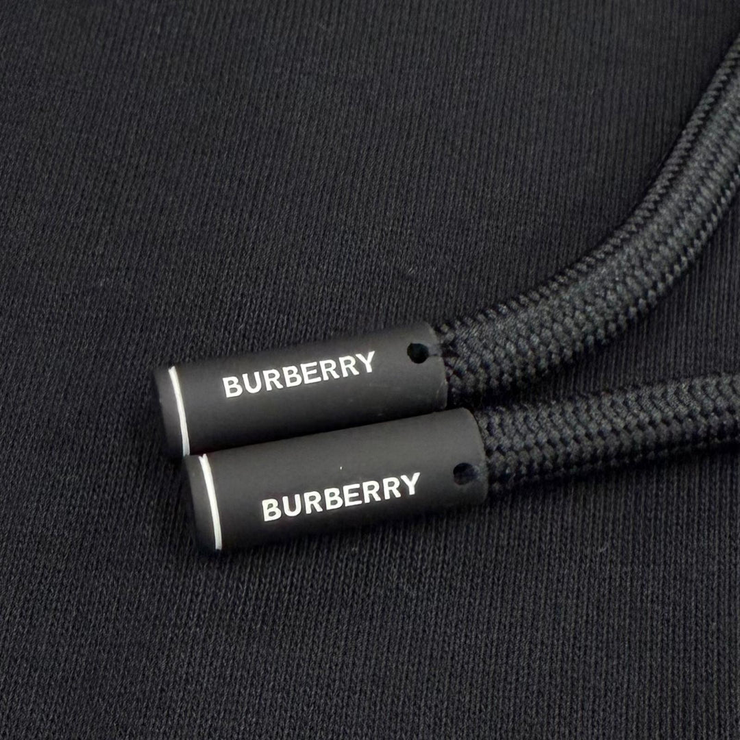Pristine BURBERRY hoodie black cotton mens M 8034510