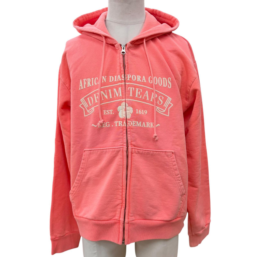 Pristine DENIM TEARS hoodie ADG Zip Hoodie Zip up pink cotton mens L