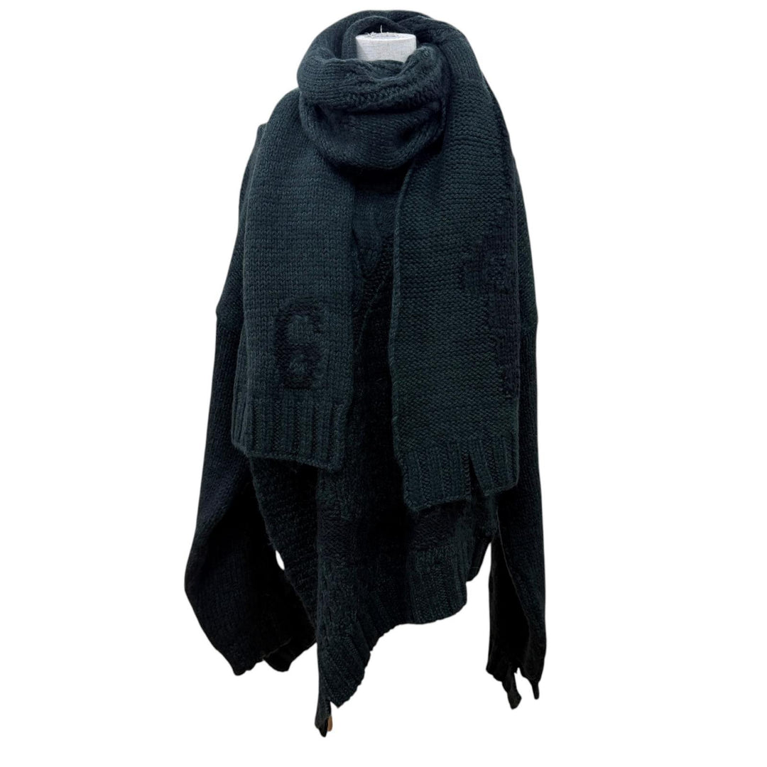 Pristine MM6 Maison Margiela knit distressed sweater with scarf. S