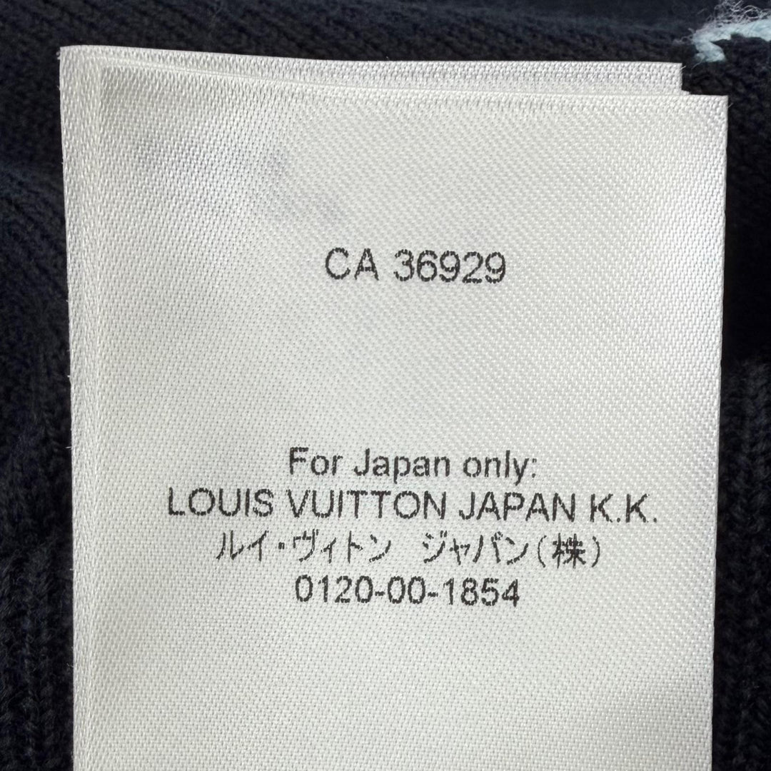 Excellent LOUIS VUITTON sweater Bird Jacquard Knit Polo Shirt black wool mens S