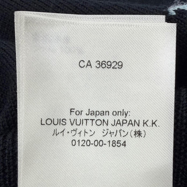Excellent LOUIS VUITTON sweater Bird Jacquard Knit Polo Shirt black wool mens S