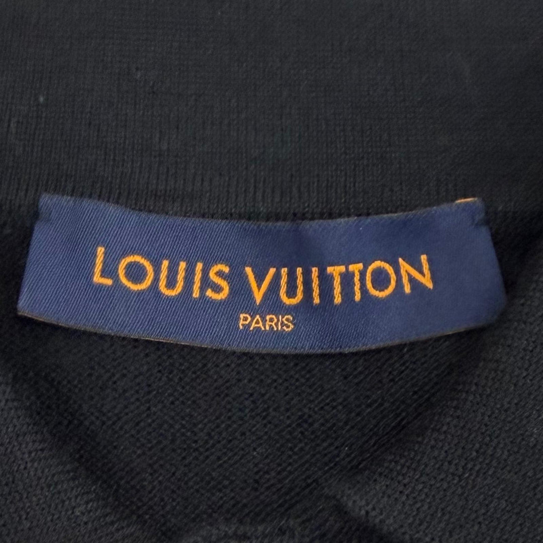 Excellent LOUIS VUITTON sweater Bird Jacquard Knit Polo Shirt black wool mens S