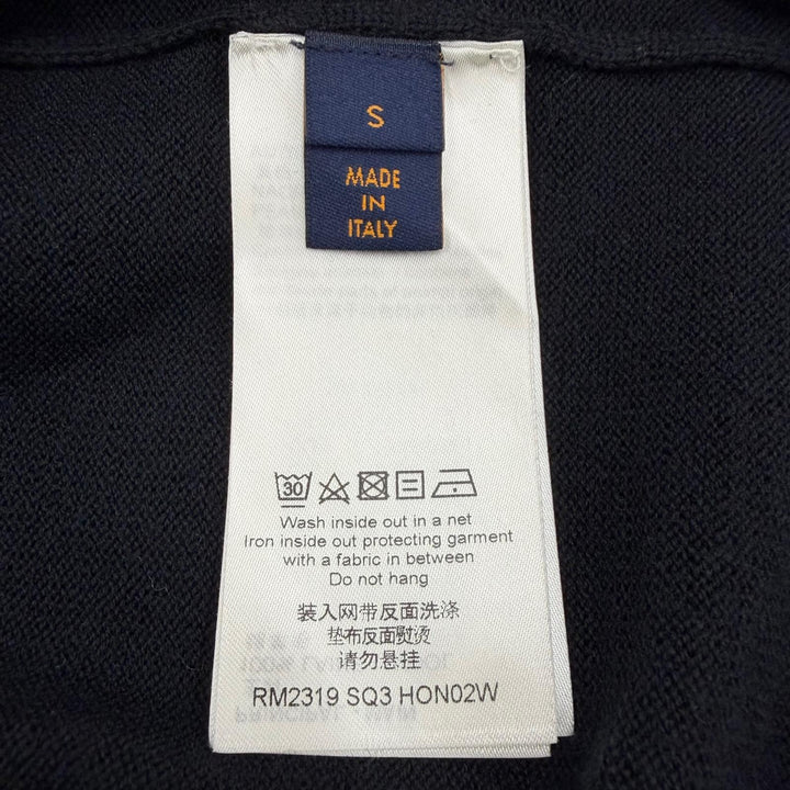 Excellent LOUIS VUITTON sweater Bird Jacquard Knit Polo Shirt black wool mens S