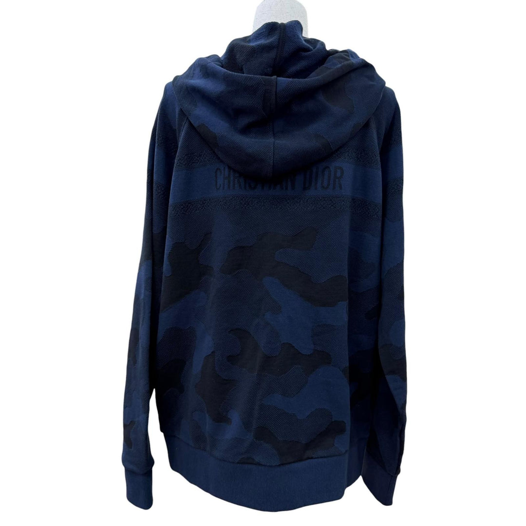 Excellent Christian Dior hoodie camouflage Navy cotton Women 44 053G01A4600
