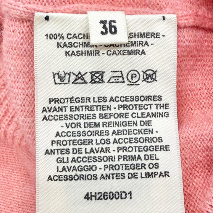 Excellent HERMES Short sleeve knit Circle Logo Metal pink cashmere 36 4H2600D1