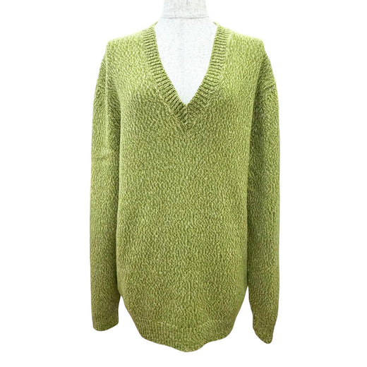 Excellent MIUMIU Logo patch V-neck long-sleeved knit sweater 40 MML868 SOOO 138F