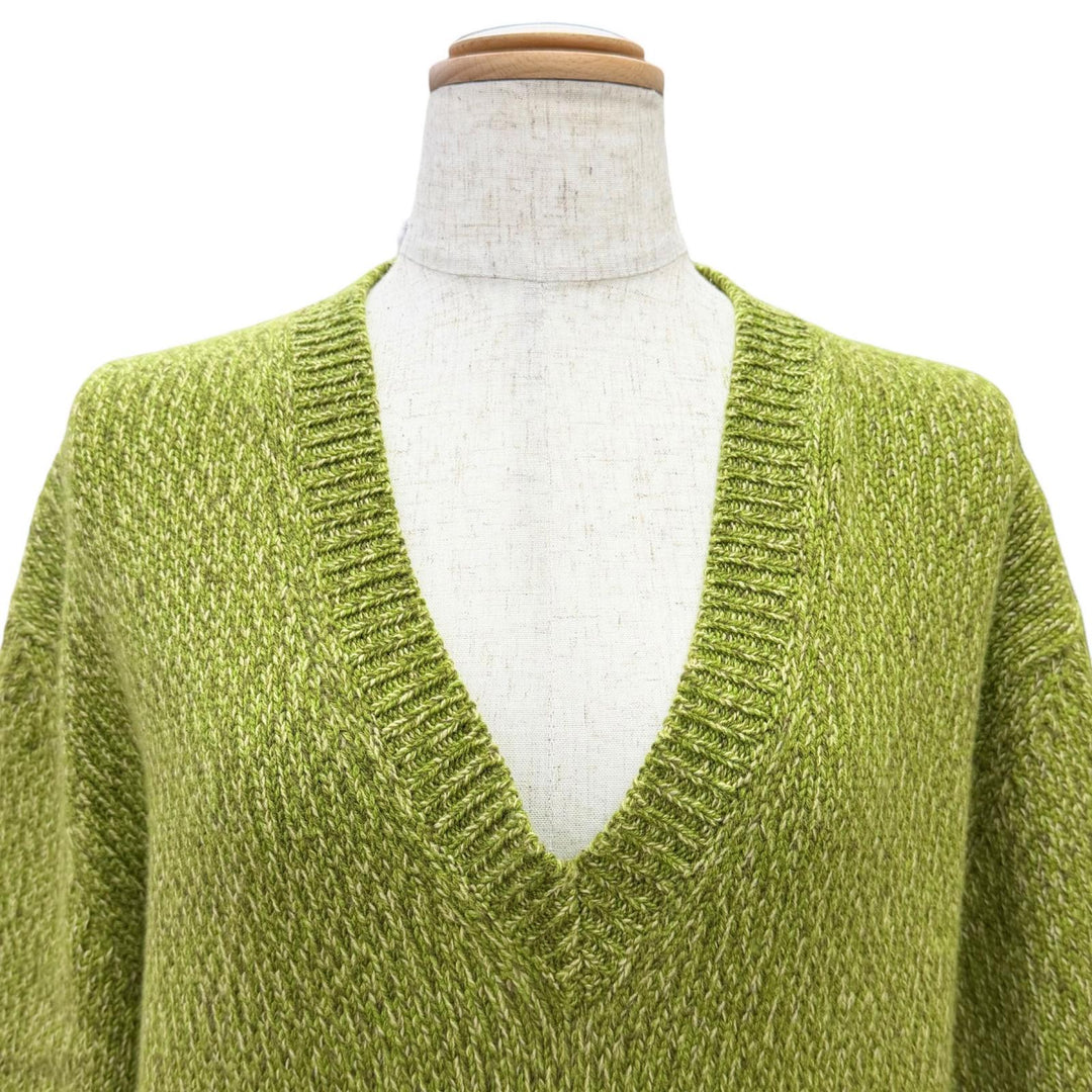 Excellent MIUMIU Logo patch V-neck long-sleeved knit sweater 40 MML868 SOOO 138F