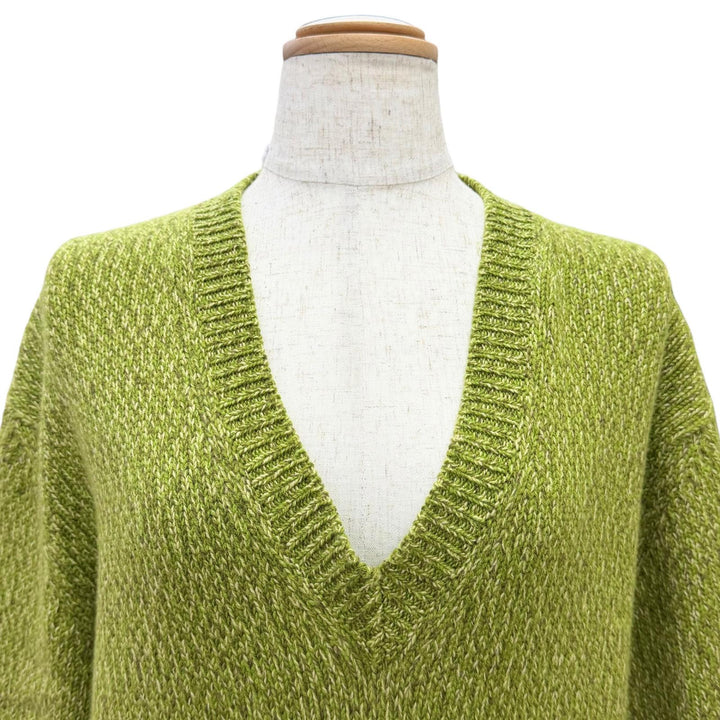Excellent MIUMIU Logo patch V-neck long-sleeved knit sweater 40 MML868 SOOO 138F
