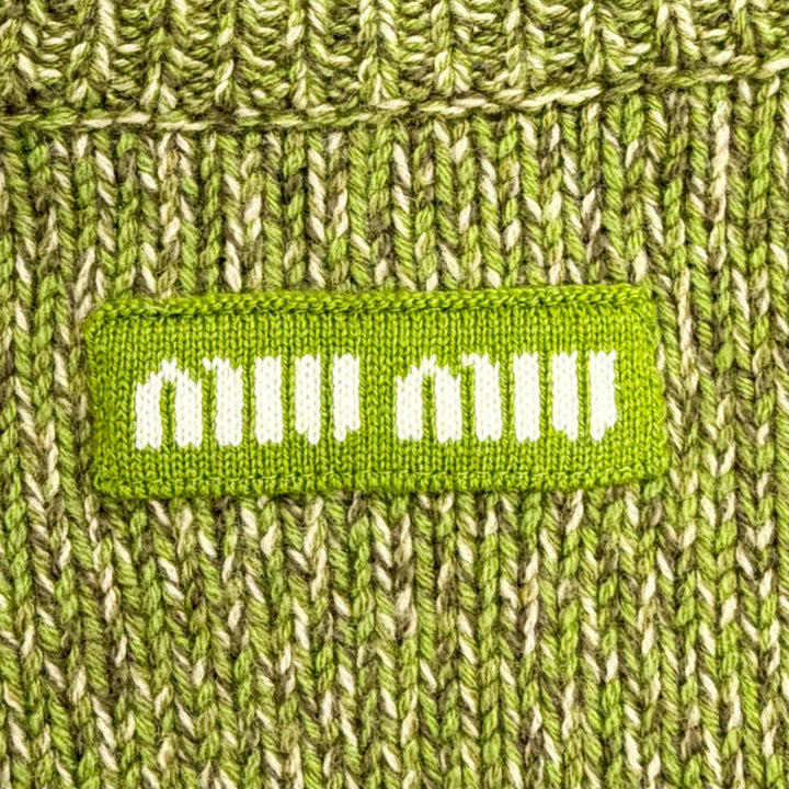 Excellent MIUMIU Logo patch V-neck long-sleeved knit sweater 40 MML868 SOOO 138F