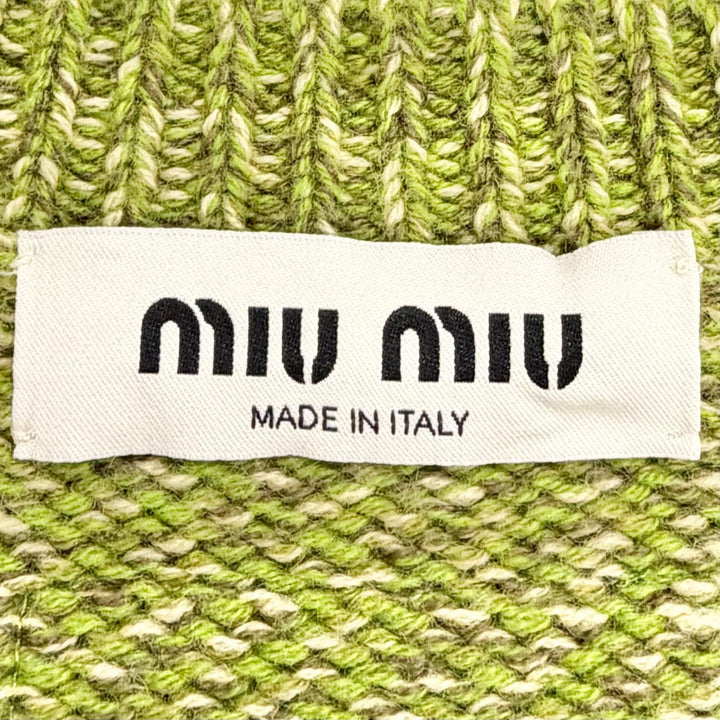Excellent MIUMIU Logo patch V-neck long-sleeved knit sweater 40 MML868 SOOO 138F
