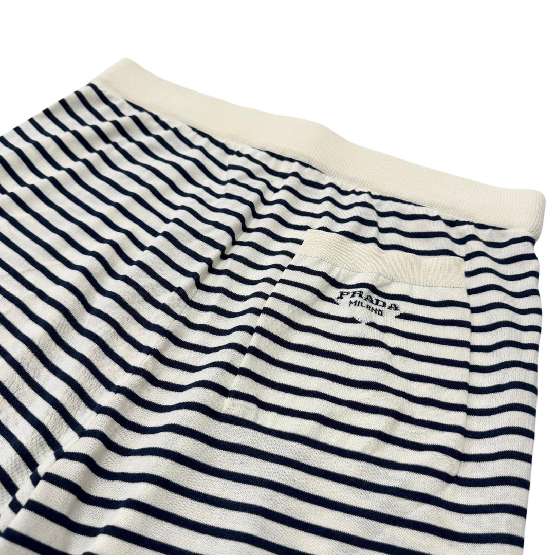 Excellent PRADA Shorts Border Pattern Ivory silk mens 46 UMP120 S221 102P