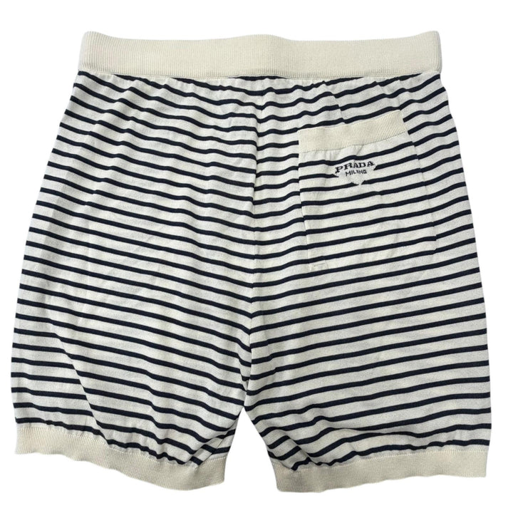 Excellent PRADA Shorts Border Pattern Ivory silk mens 46 UMP120 S221 102P