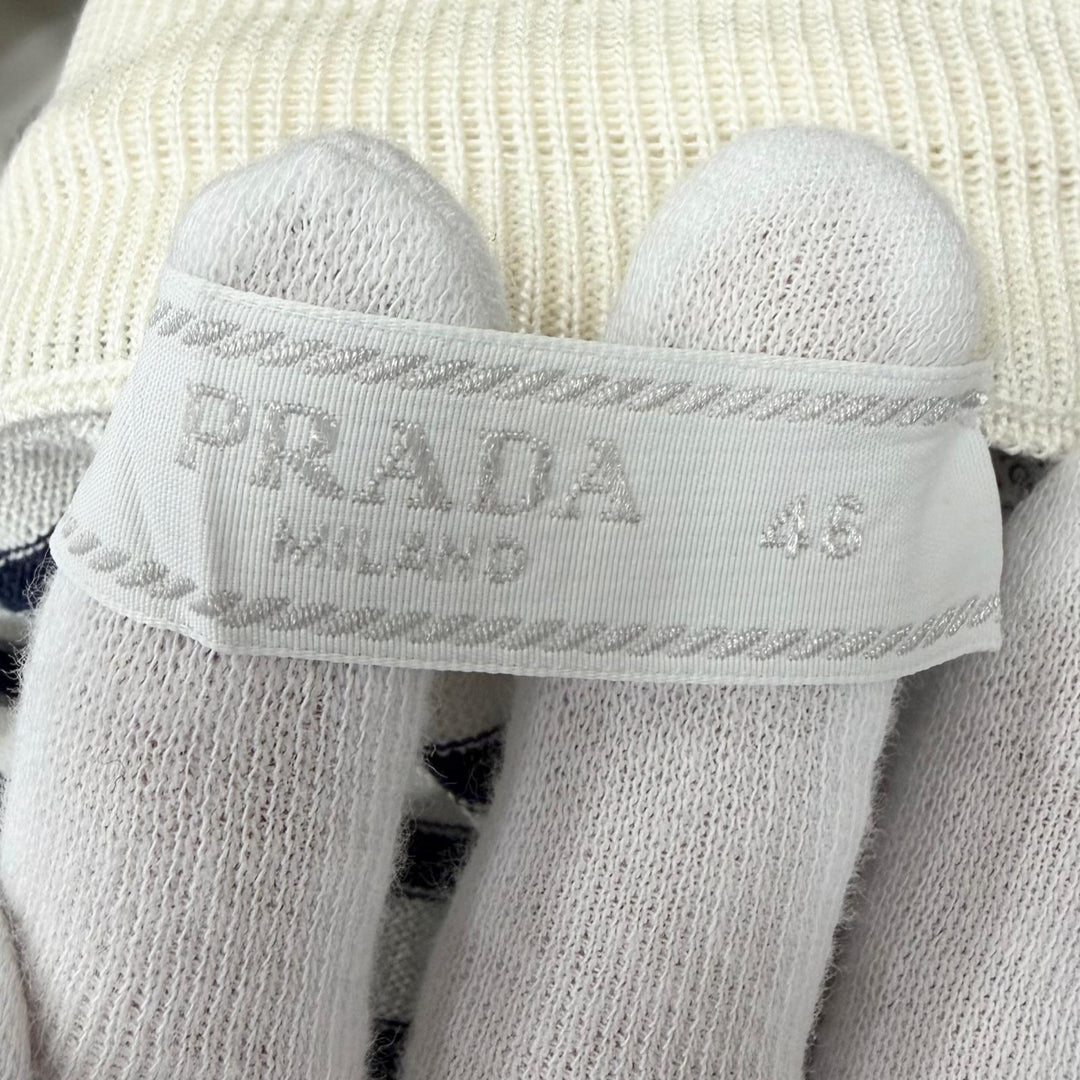 Excellent PRADA Shorts Border Pattern Ivory silk mens 46 UMP120 S221 102P