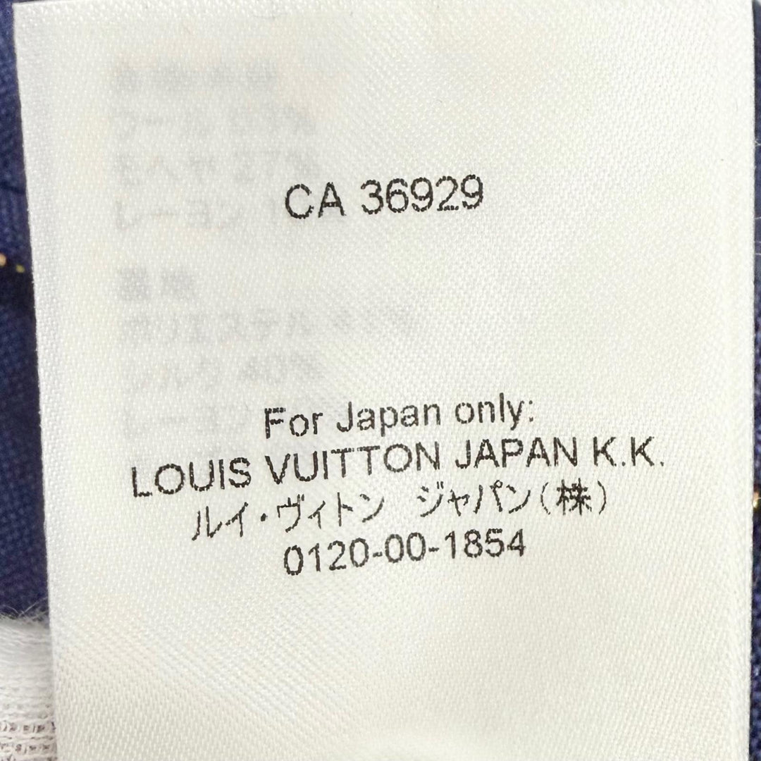 Pristine LOUIS VUITTON Pants LV logo metal, hem zip design, side stripe Navy 38
