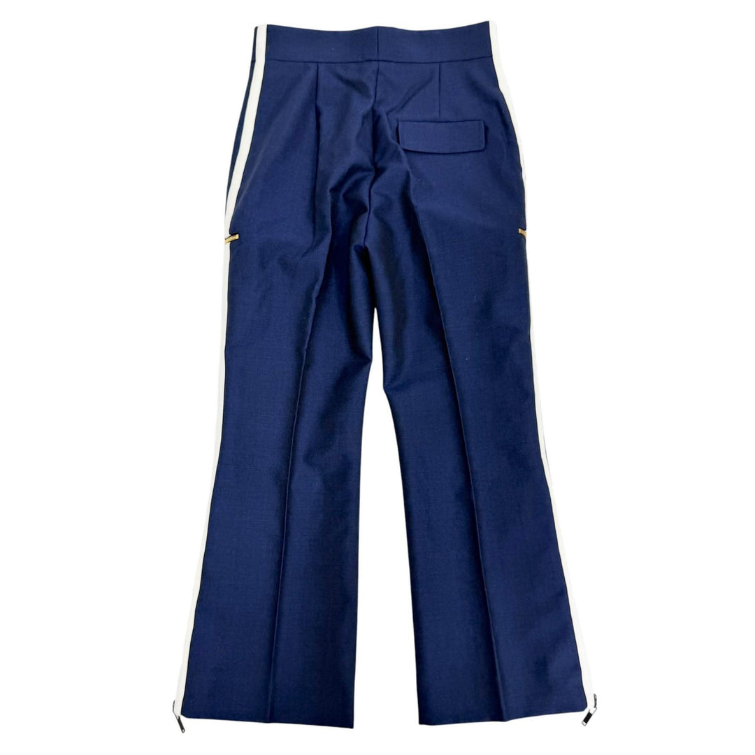 Pristine LOUIS VUITTON Pants LV logo metal, hem zip design, side stripe Navy 38