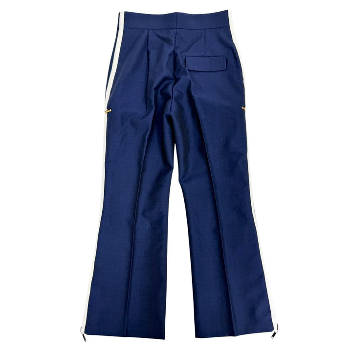Pristine LOUIS VUITTON Pants LV logo metal, hem zip design, side stripe Navy 38