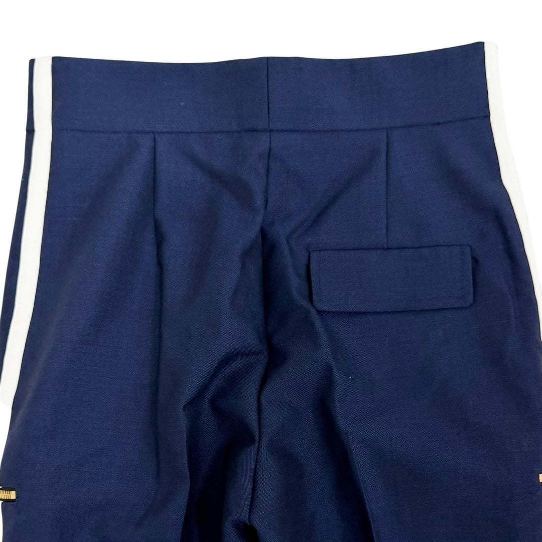 Pristine LOUIS VUITTON Pants LV logo metal, hem zip design, side stripe Navy 38