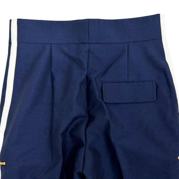 Pristine LOUIS VUITTON Pants LV logo metal, hem zip design, side stripe Navy 38