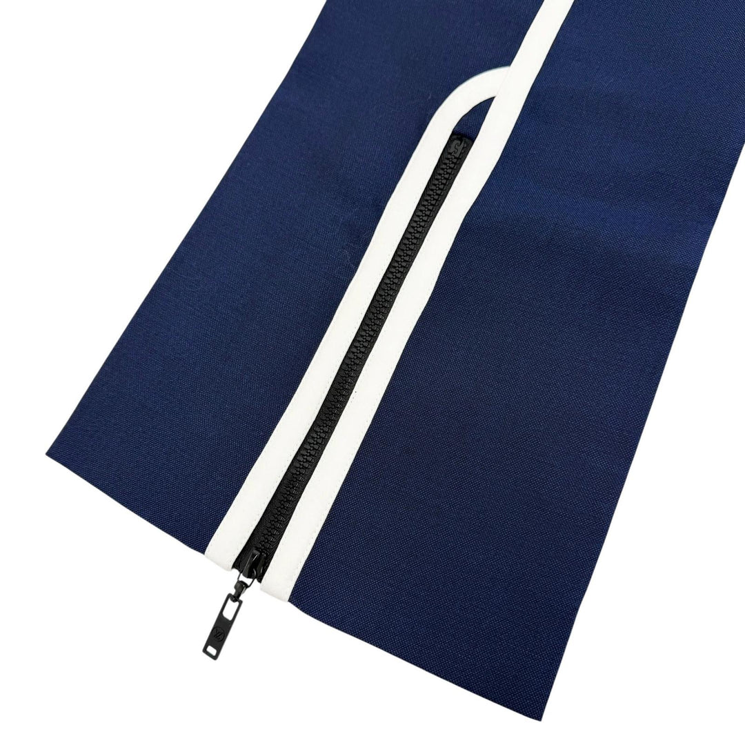 Pristine LOUIS VUITTON Pants LV logo metal, hem zip design, side stripe Navy 38