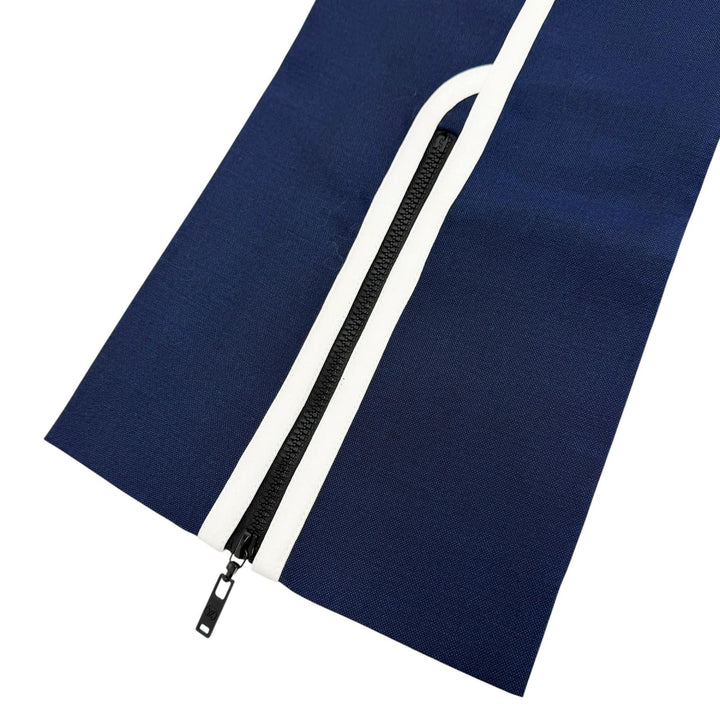 Pristine LOUIS VUITTON Pants LV logo metal, hem zip design, side stripe Navy 38